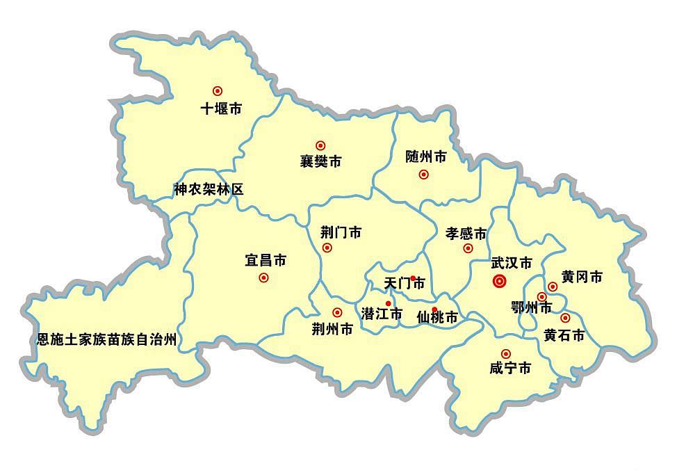 湖北行政区域图